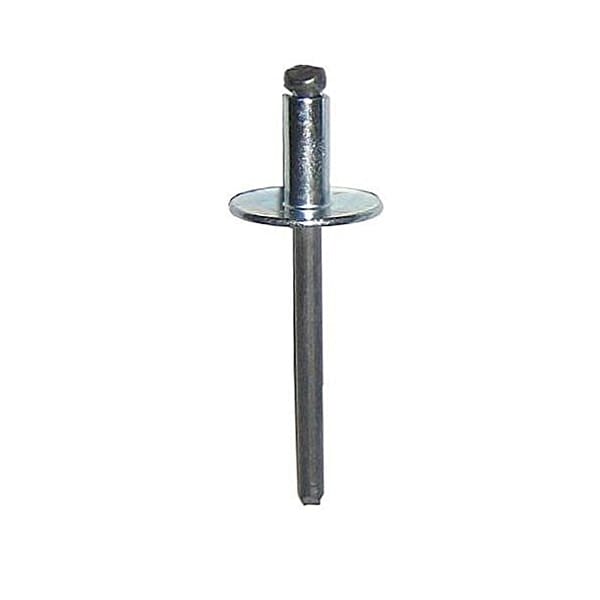 Blind Rivet, Large Flanged Head, 0.1875 in Dia., 0.565 in L, Steel Body, 1000 PK